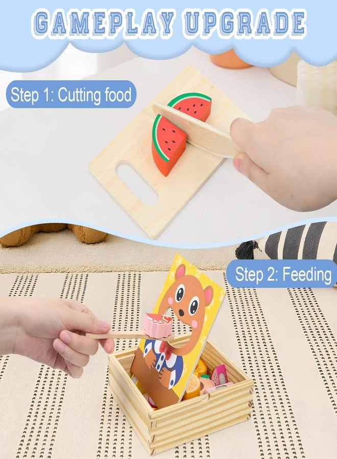 XPIY Wooden Baby Feeding Toy-Montessori Pretend Play Food Set for Toddlers 1-3 Safe Non-Toxic Wooden Cutting Food Toy Fruits Vegetables Perfect for Play Kitchen Food Pretend Play for Kids Boy Girl Gift - Image 3